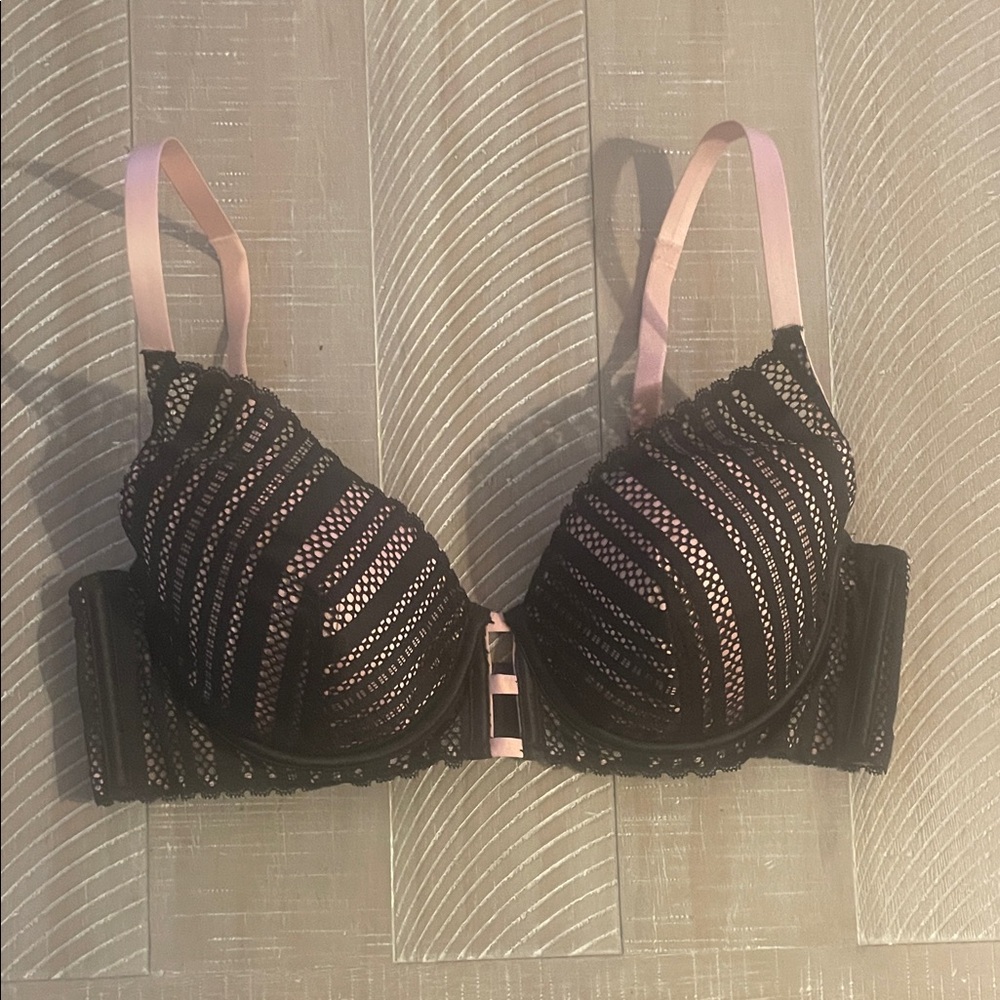 Victoria's Secret Black Lace Bra with Pink Straps